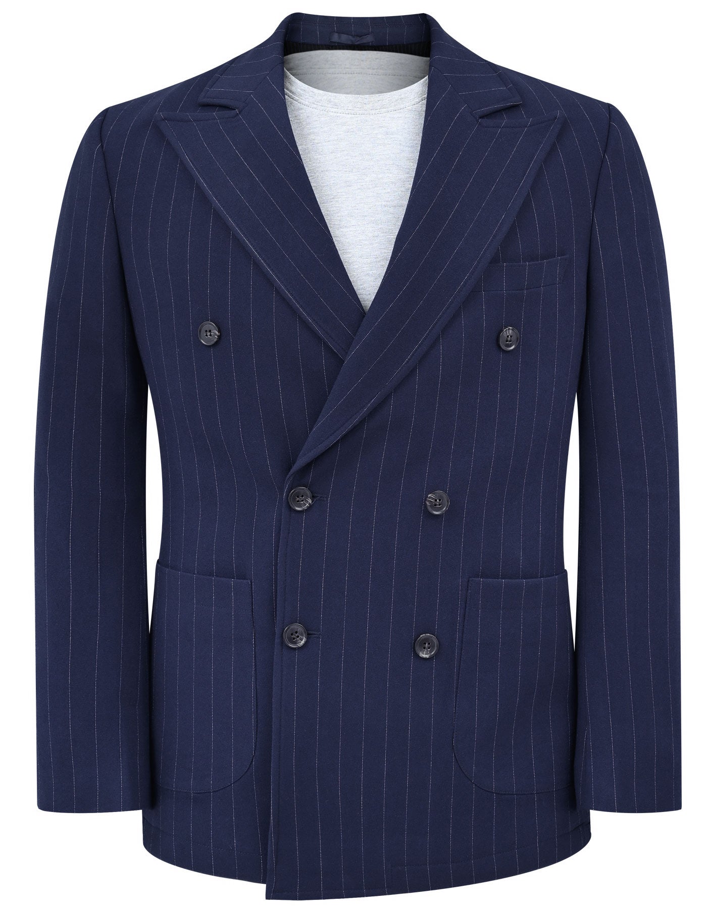 Navy Stripe Tailored Smart Fit Coat